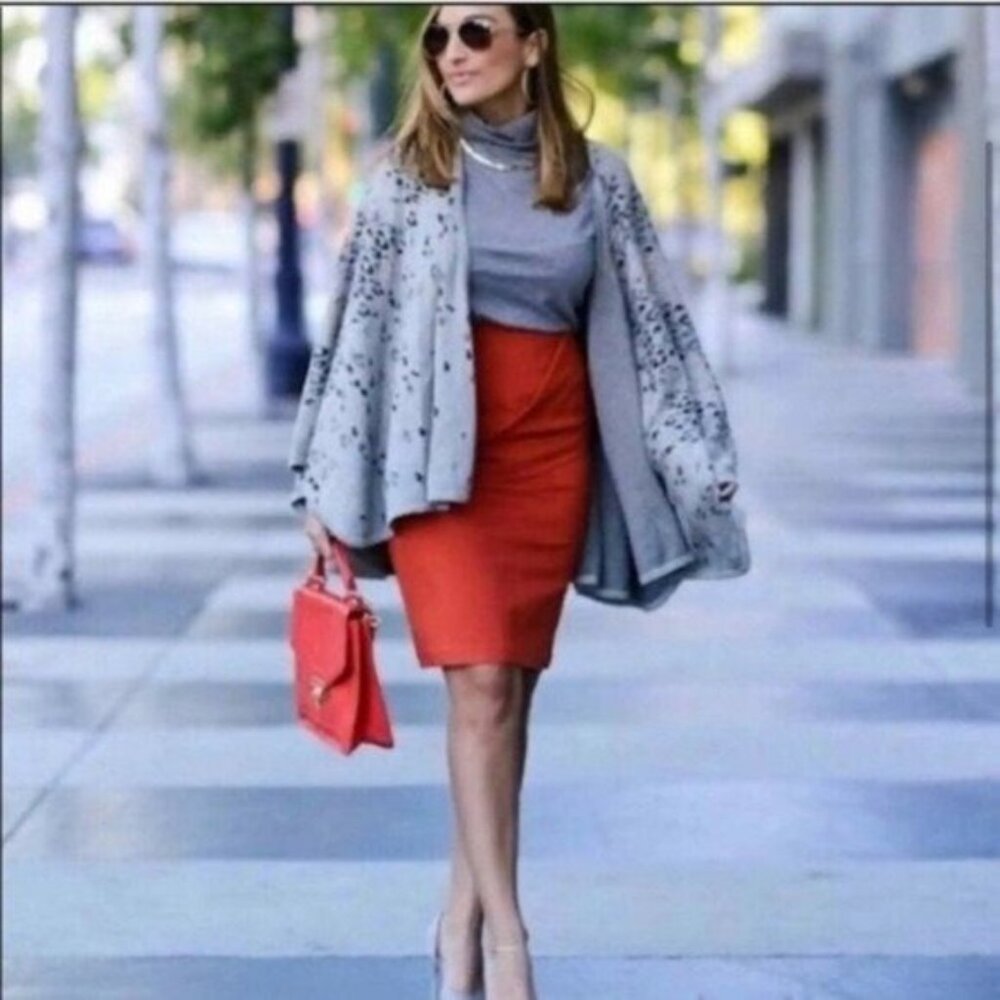 Cabi Grey Leopard Open Front Cape Sweater